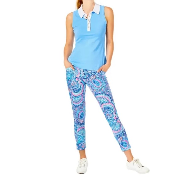 Lilly Pulitzer Corso pant Blue grotto commotion in the ocean size 6 worn once - Picture 1 of 16